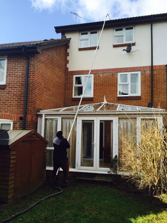 Gutter cleaning at a residential property in Edenbridge