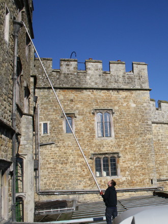 Gutter cleaning at a castle